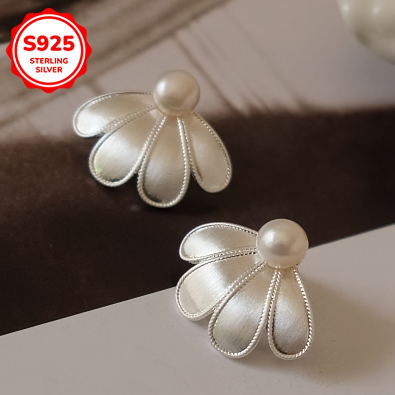 S925 Pull Flower Bead Earrings Unique Style Studs for Women